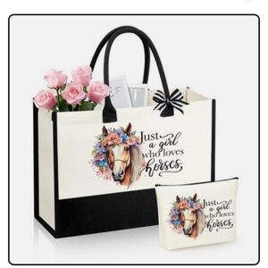 NEW! Just a Girl who loves Horses Tote and bag